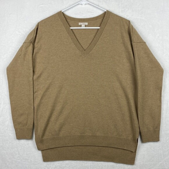 Gap Merino Wool Sweater Womens Small Brown V-neck Lightweight Casual Pullover - Picture 1 of 8